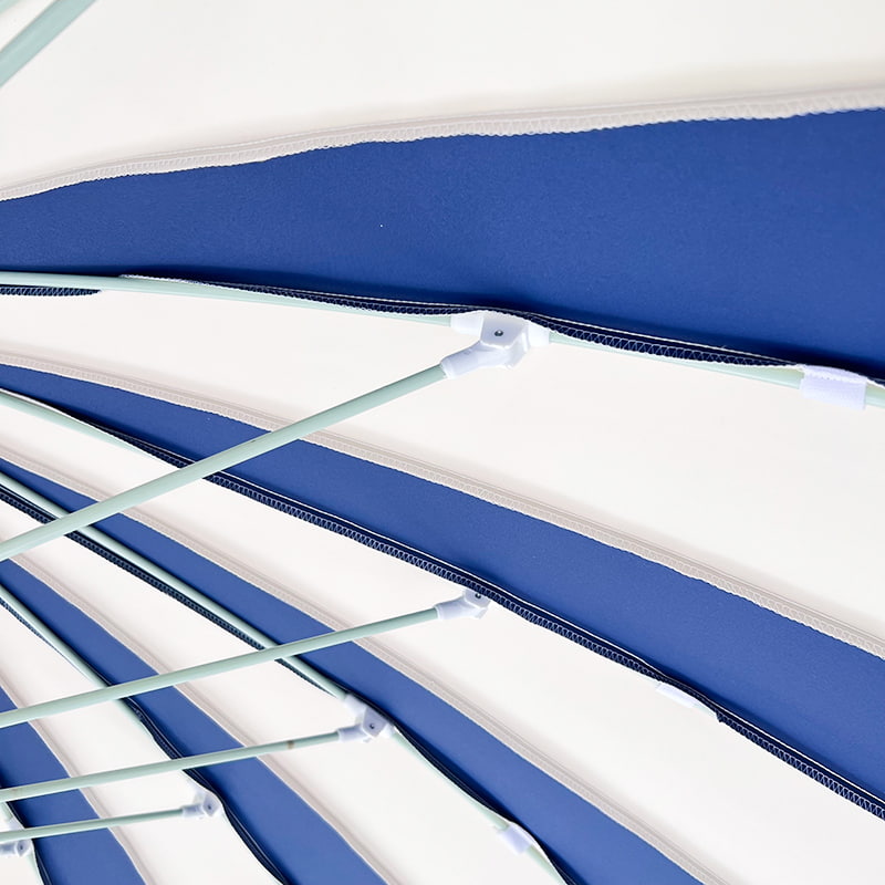 2.5M Mavi Ve Beyaz Patchwork Pagoda Şemsiyesi