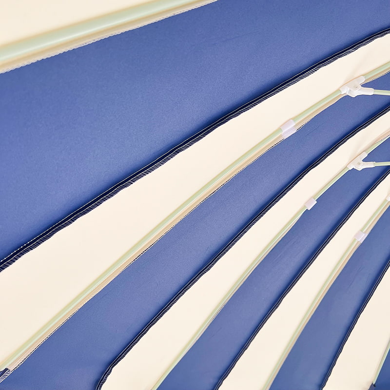 2.5M Mavi Ve Beyaz Patchwork Pagoda Şemsiyesi